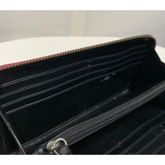 Coach Pac Man Accordion Zip Wallet Shadow/Blinky Ghost F55736 Fuschia - Picture 7 of 12